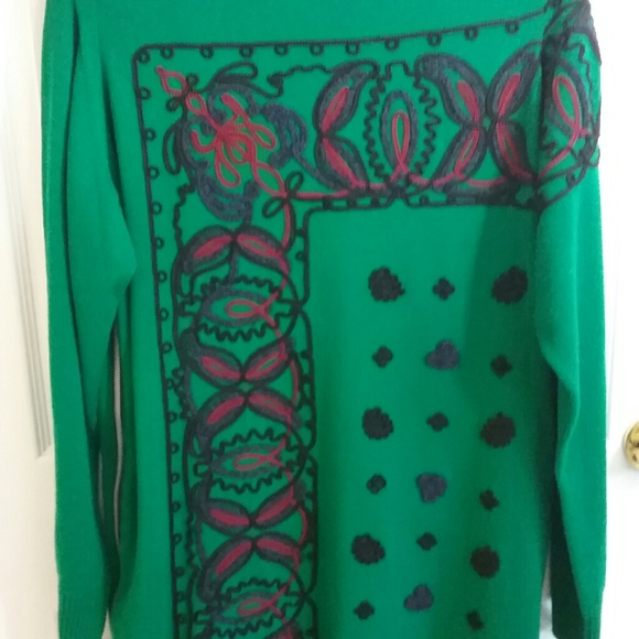 Sacai 100% Wool Embroidered Green Sweater Dress 3 - Picture 5 of 14